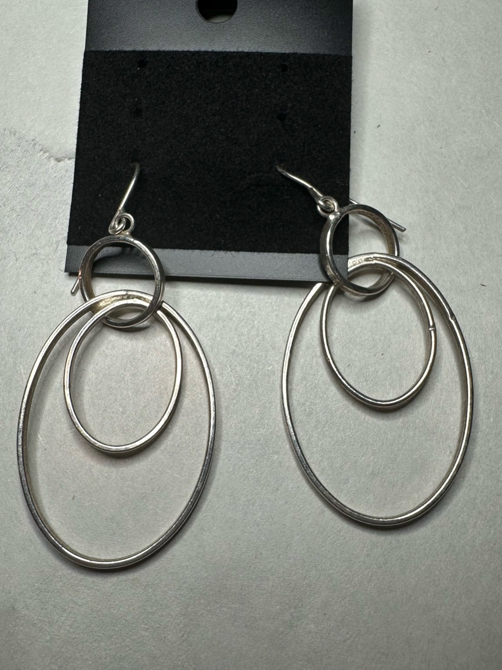 Multi-Hoop Silver Drop Earrings - Unbranded